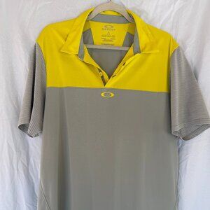 Oakley Hydrolix Short Sleeve Polo Shirt Grey Yellow Regular Fit Large L